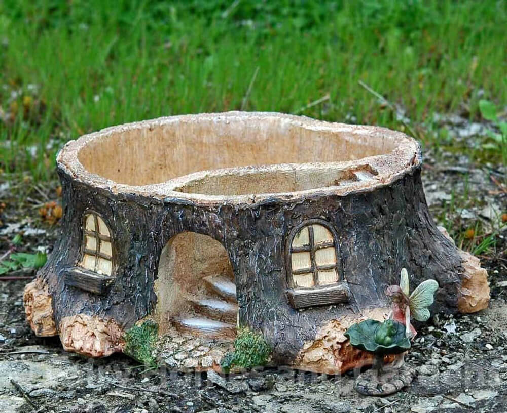 Как украсить пень в саду